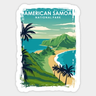 American Samoa National Park Vintage Travel Poster Sticker